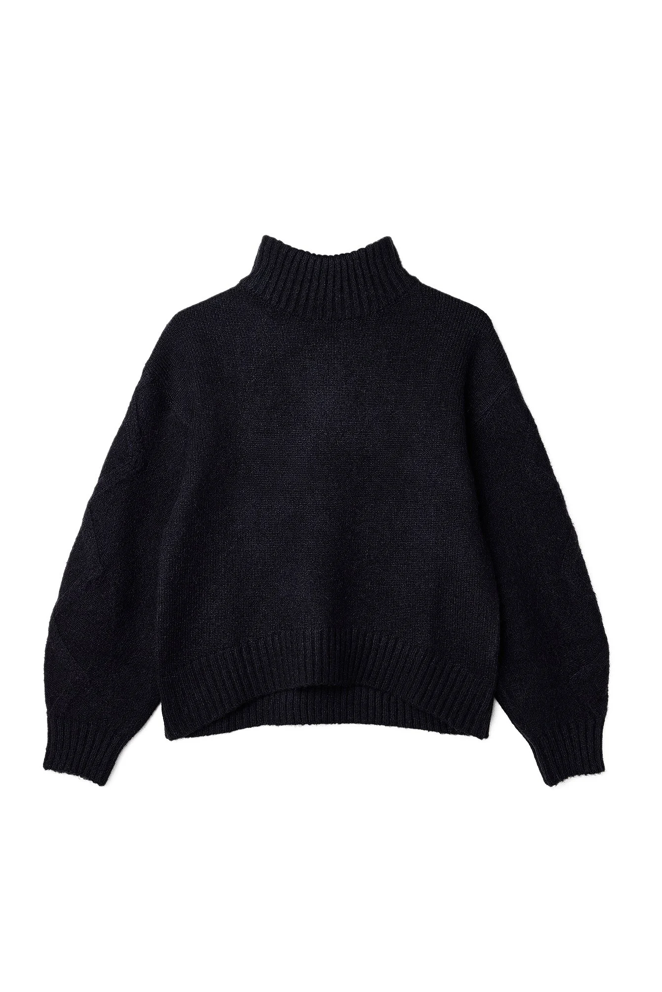 Strickpullover mit Zopfmuster und Rollkragen