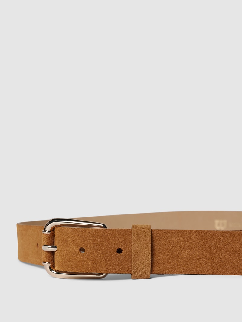 Gürtel aus Leder mit Dornschließe Modell 'Velours' in cognac