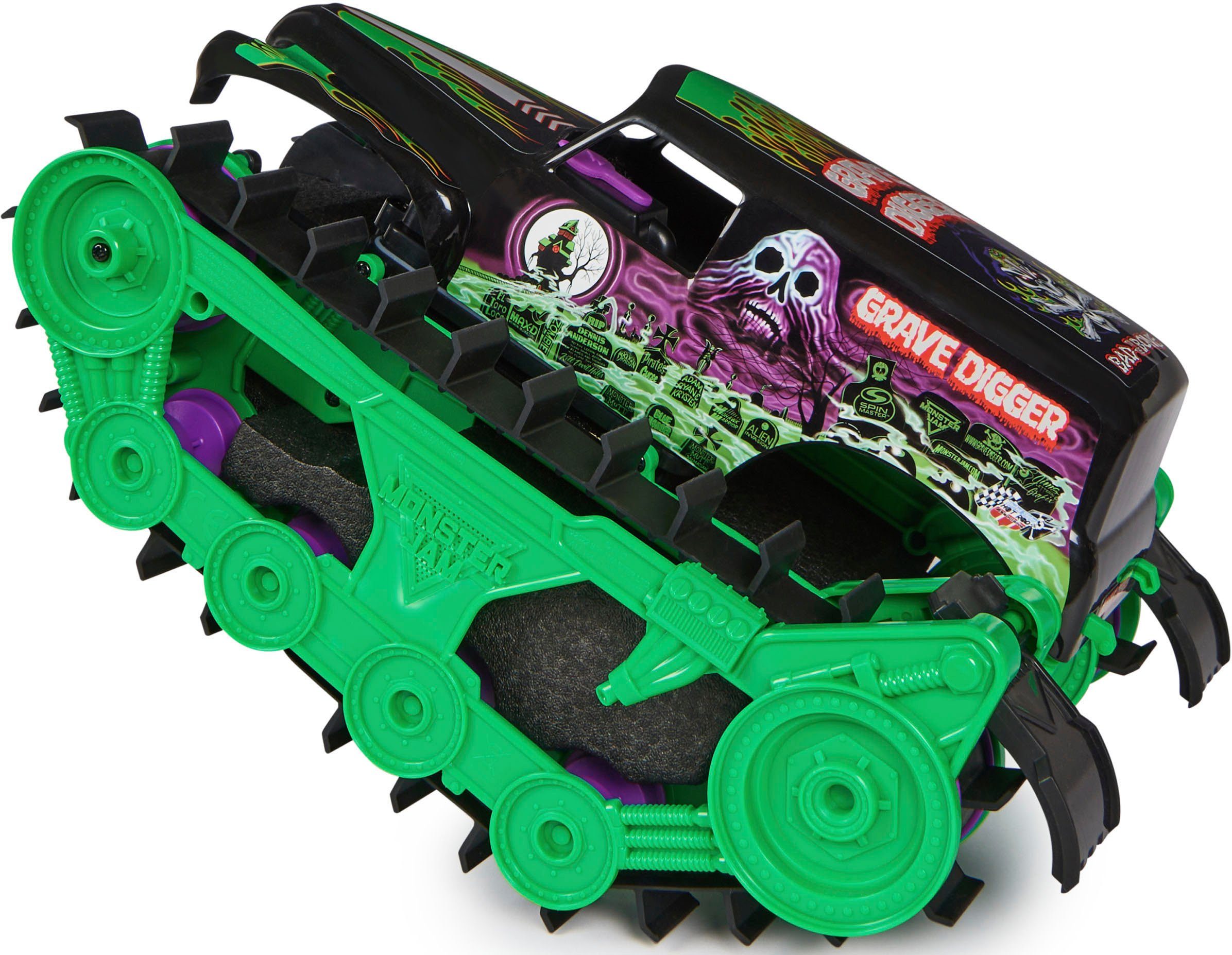 Spin Master RC-Monstertruck Monster Jam, Grave Digger Trax, All-Terrain-geländegängig an Land und im Wasser