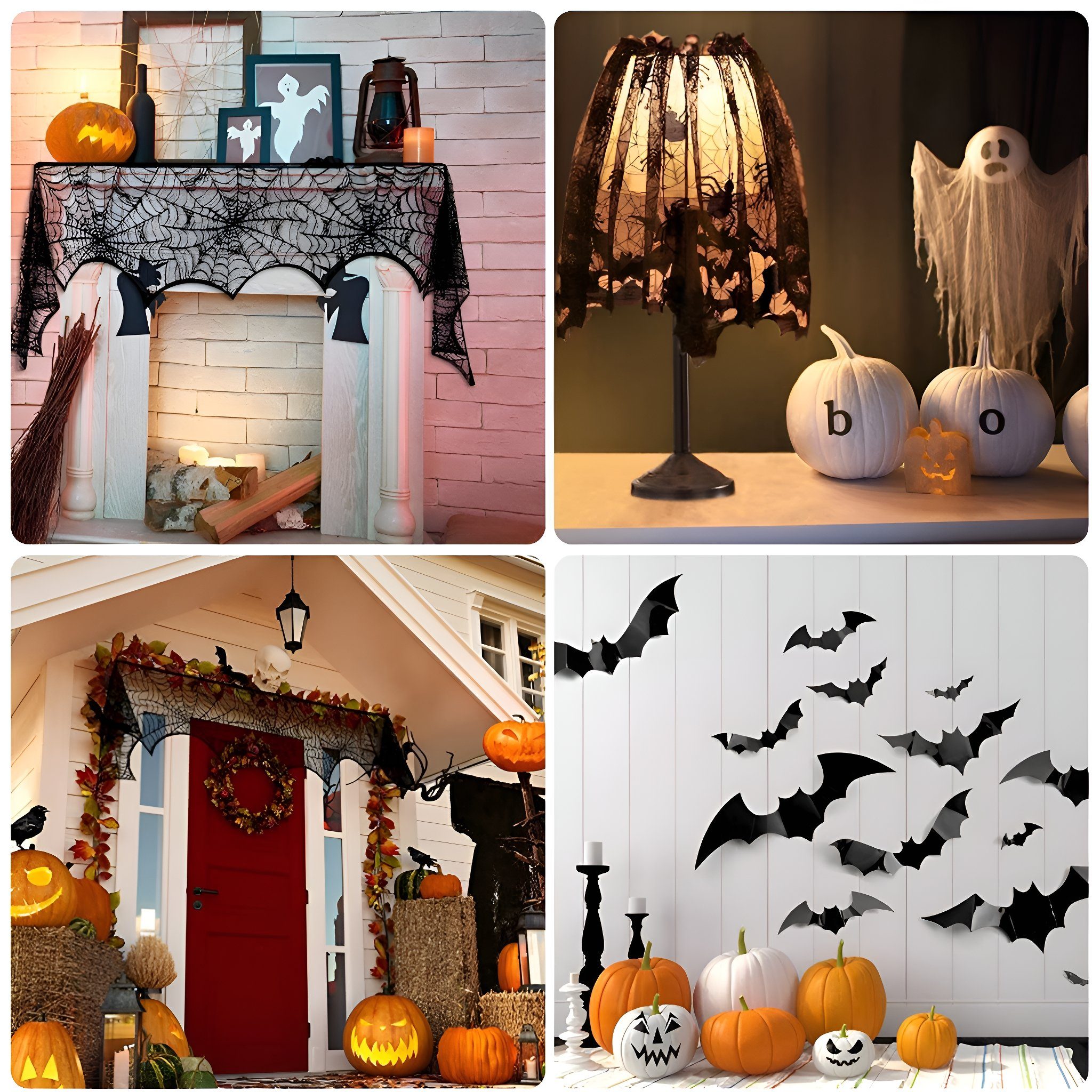 Suzakuin Arbeitsplatte Halloween Spinnennetz Tischtuch Tischfahne Mantel Schal Lampenschirm