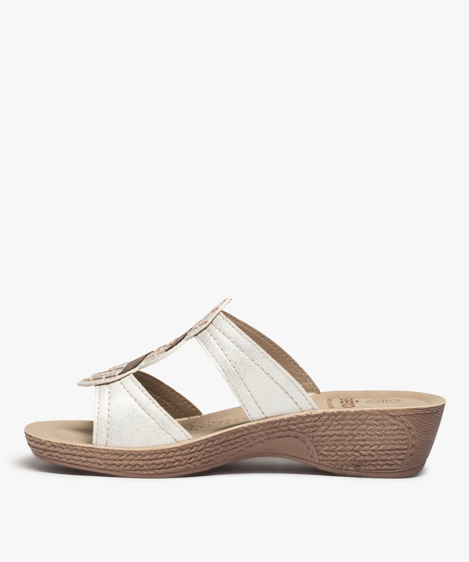 Mules femme confort dessus à brides ornées de strass blanc | GEMO
