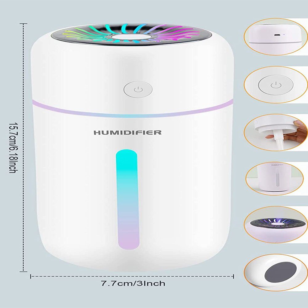 GelldG Luftbefeuchter Mini Luftbefeuchter 300ml, Wiederaufladbarer mit 1200 mAh Batterie