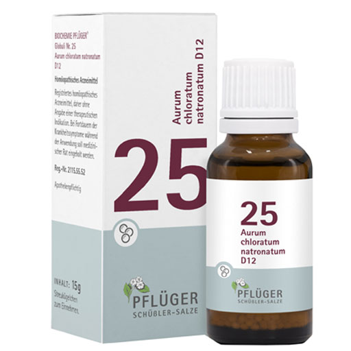 BIOCHEMIE Pflüger 25 Aurum chlorat.natron.D 12 Gl.  15 g  Globuli