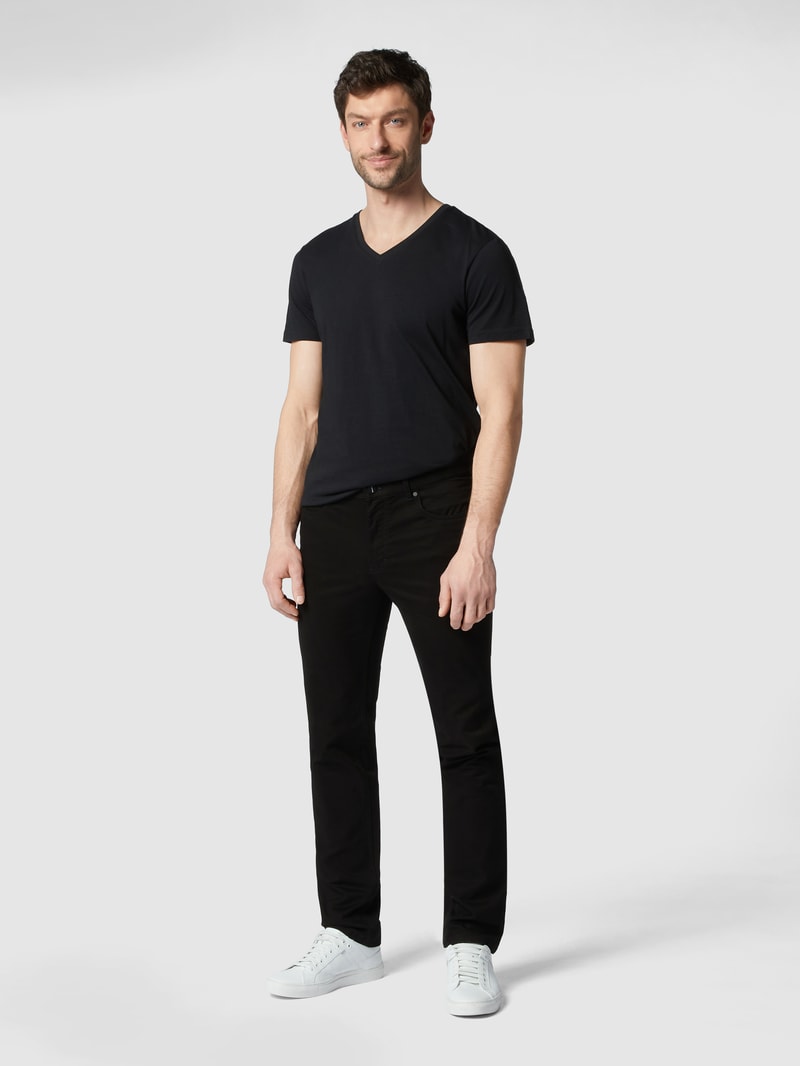 Regular Fit Stoffhose mit Stretch-Anteil Modell 'Perfetto' in schwarz