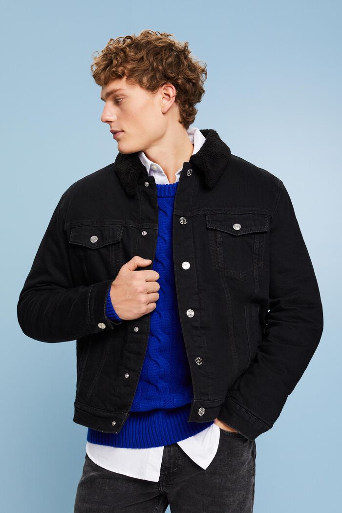 Jeansjacke mit Teddyfell