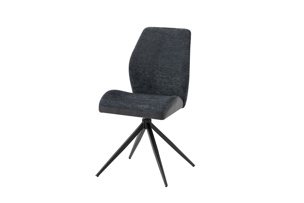 byLiving SNAP Stuhl, 2er Set, Metallgestell schwarz pulverbeschichtet, Bouclè-Vintage anthrazit