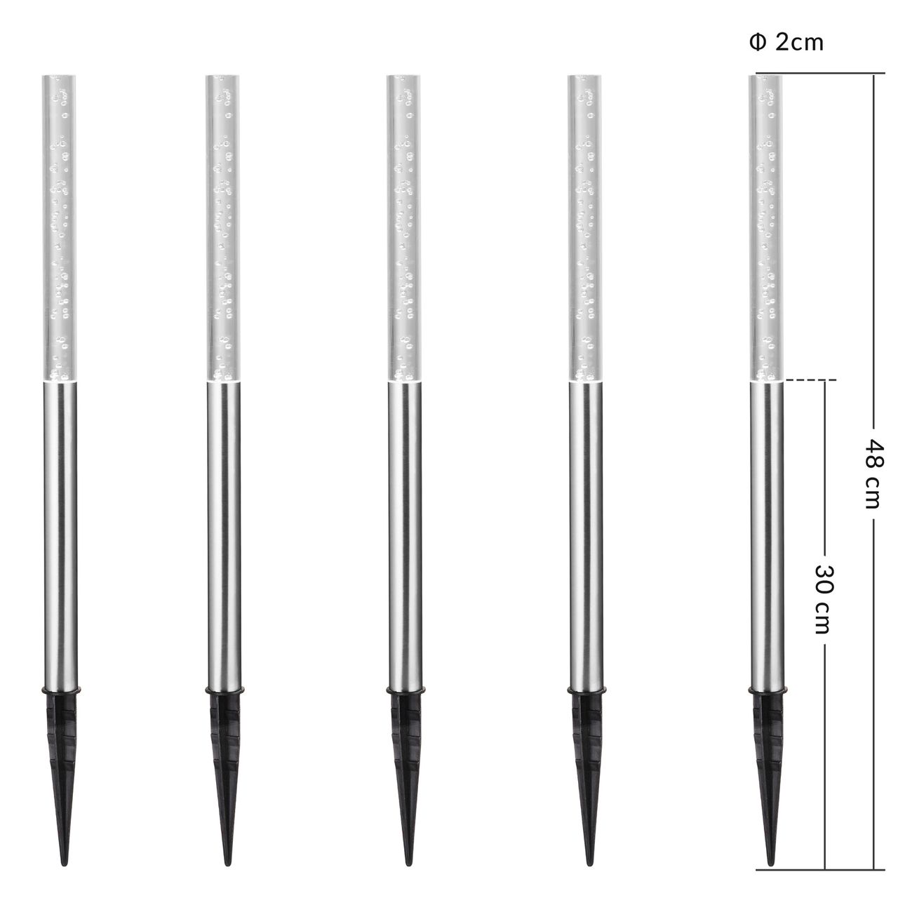 DEUBA Solarleuchte LED klein 48 x 2cm 4er Set bunt