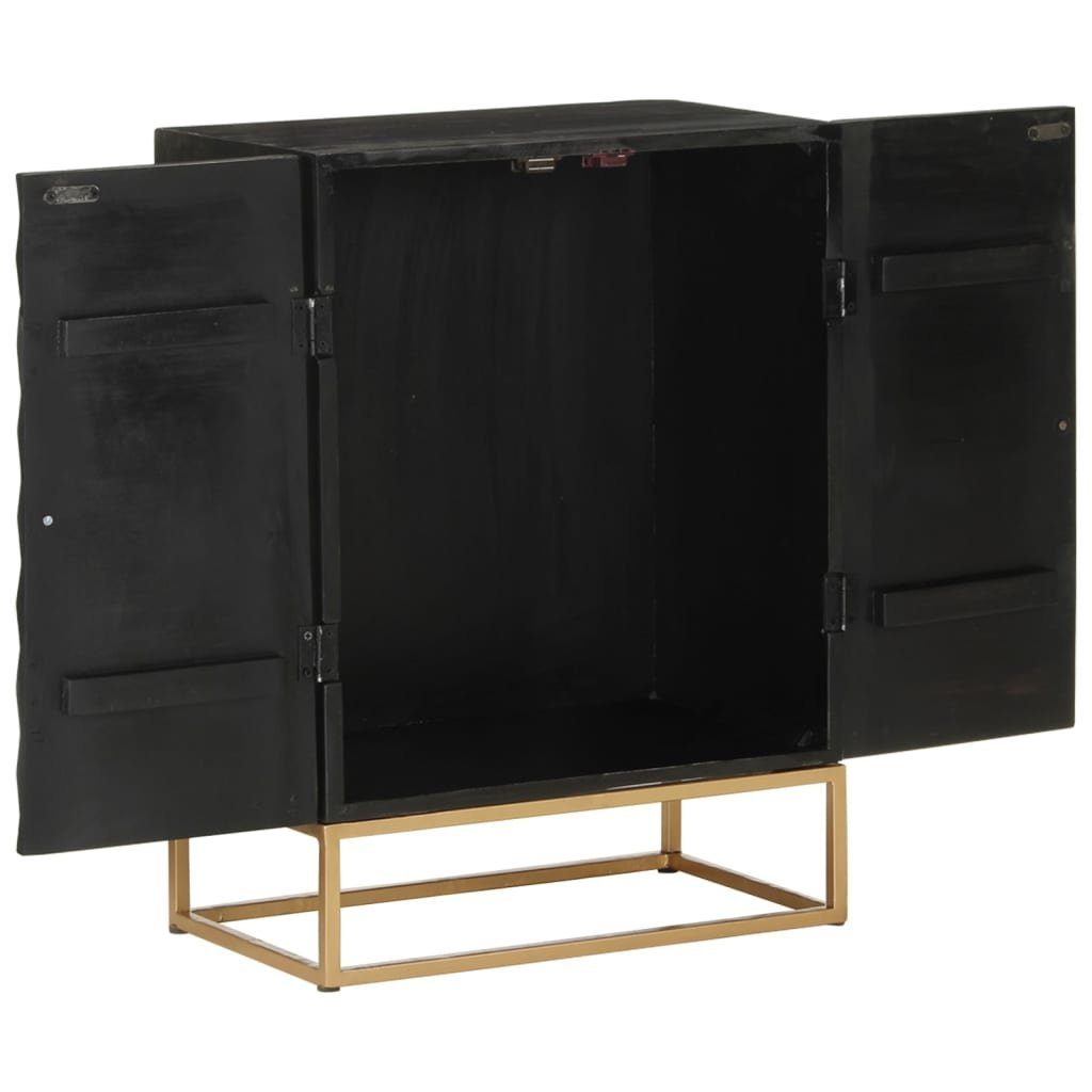 vidaXL Sideboard Sideboard Schwarz 55x34x75 cm Massivholz Mango und Eisen (1 St)
