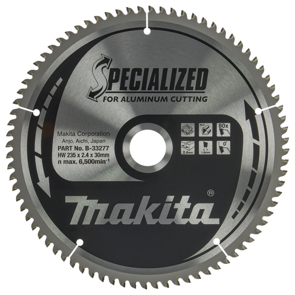 Makita Zubehör B-33277 HM Sägeblatt, Aluminium, 235 x 30 x 80 Zähne