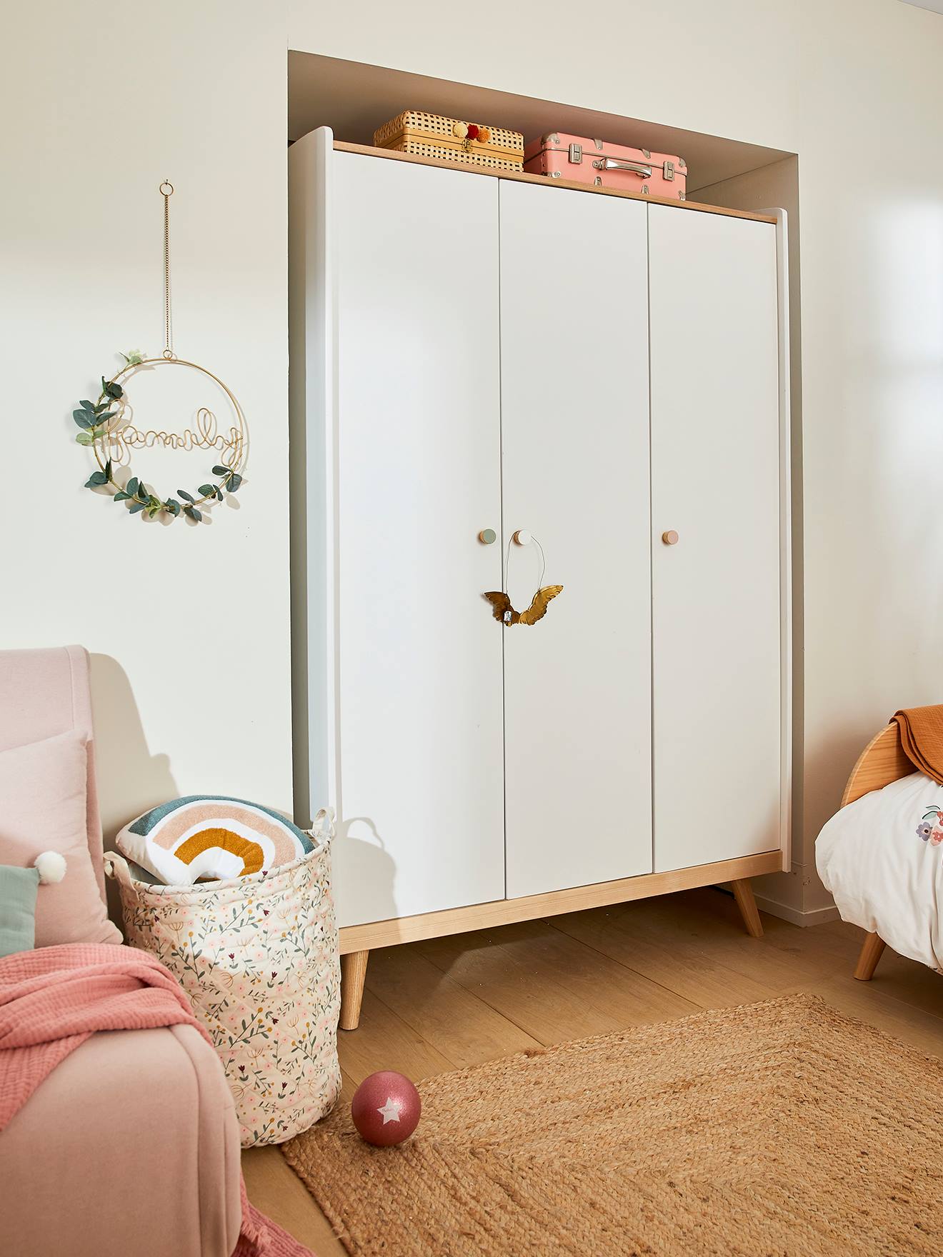 Vertbaudet Kinderzimmer Schrank KONFETTI mit 3 Türen - weiß/natur