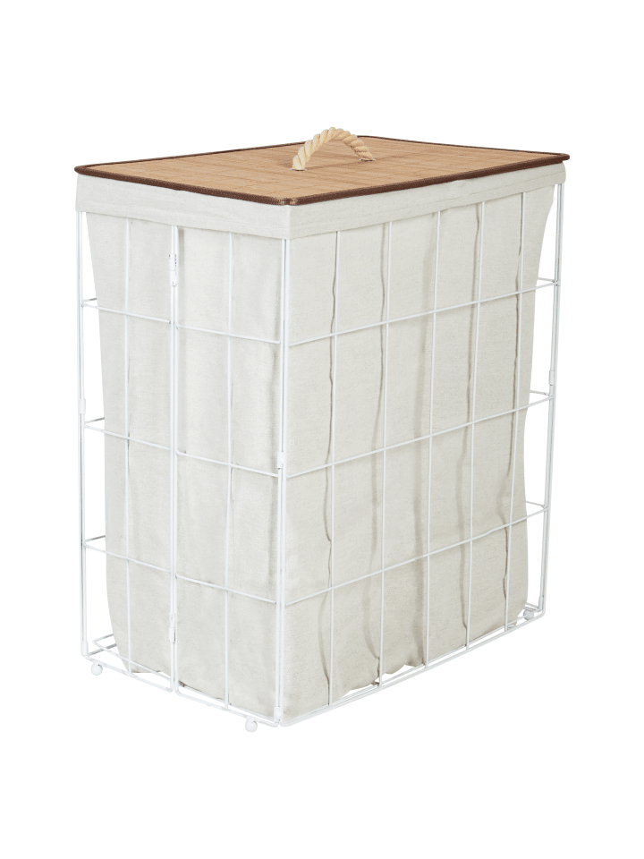 Beliani Wäschekörbe MIRISSA in Weiß/Heller Holzfarbton - (W) 60 x (H) 52 x (L) 32 cm günstig kaufen onesize