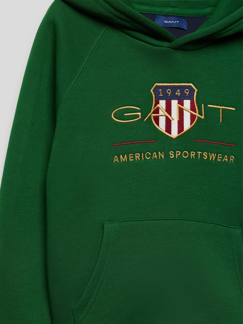 Hoodie mit Label-Stitching in marineblau
