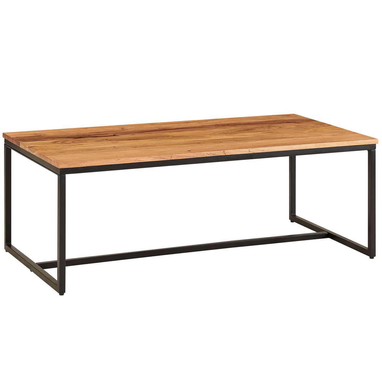 Wohnling Couchtisch 110x60x40 cm Massivholz Akazie Metall