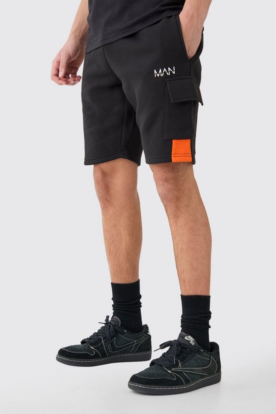 Slim mittellange Man Colorblock Shorts