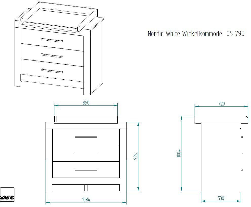 Schardt Wickelkommode Nordic White, Made in Germany