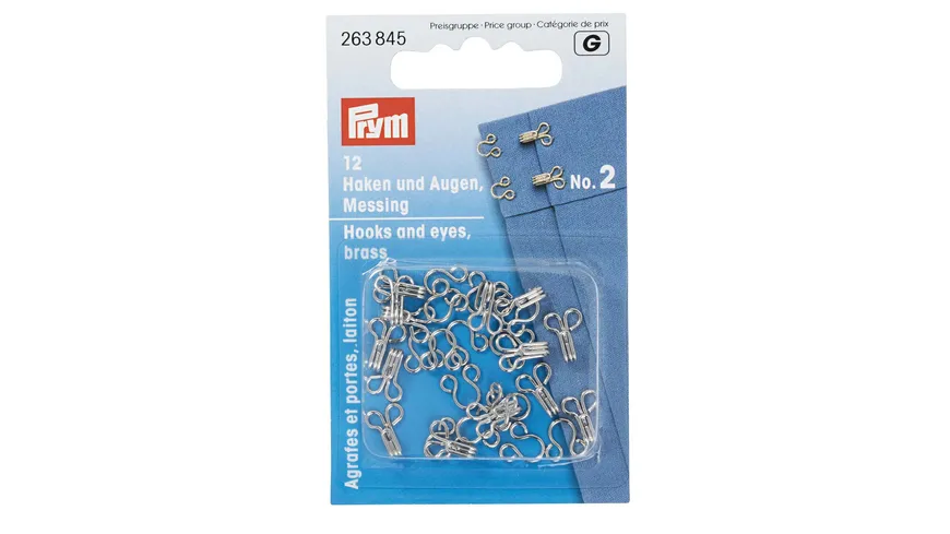 Prym Federhaken und -augen Messing Gr. 2 silber