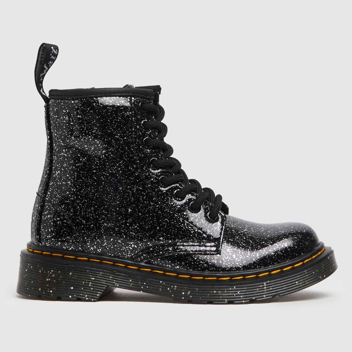 Dr Martens svarta & silverfärgade 1460 Cosmic Glitter flickstövlar