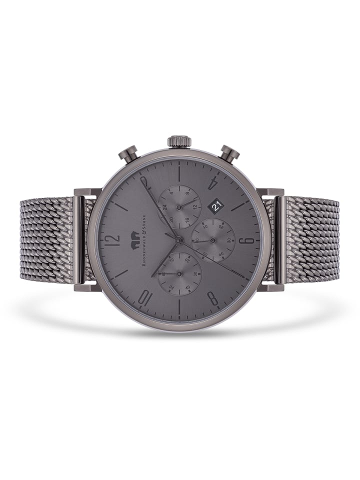 Rhodenwald & Söhne Herren Chronograph grau Edelstahl grau in grau günstig kaufen 21,5 cm
