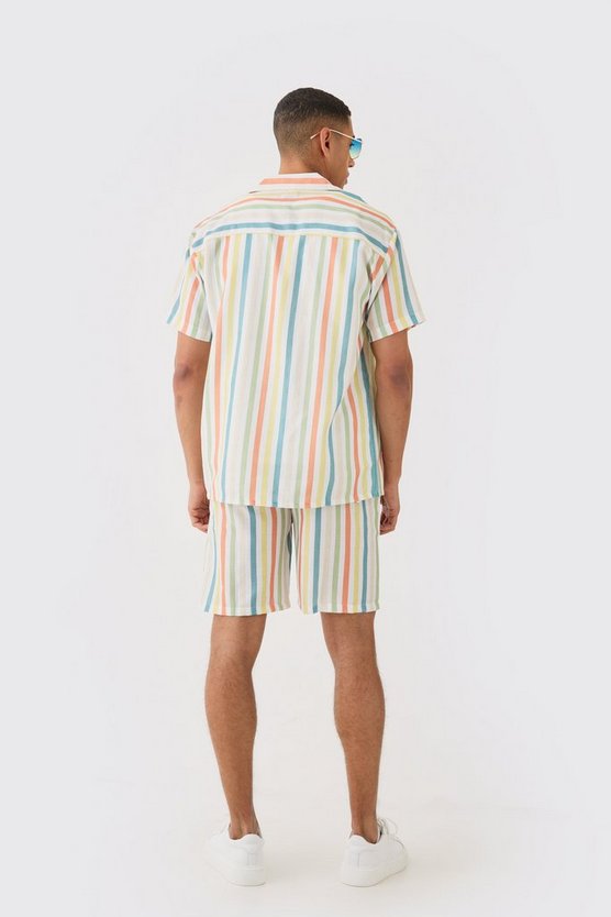 Kurzärmliges gestreiftes Oversize Hemd