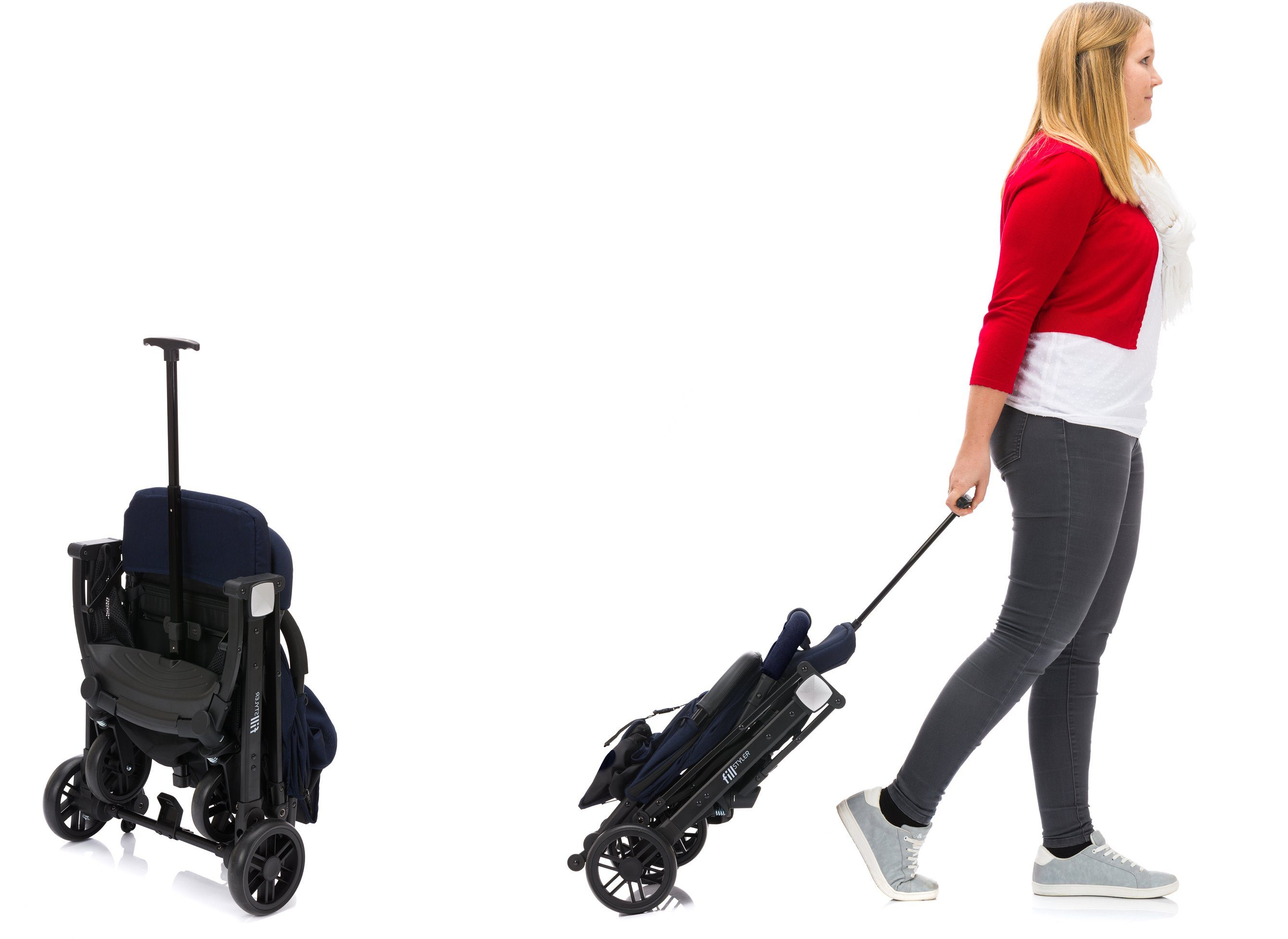 Fillikid Sport-Kinderwagen Styler, blau melange, mit Trolleygriff
