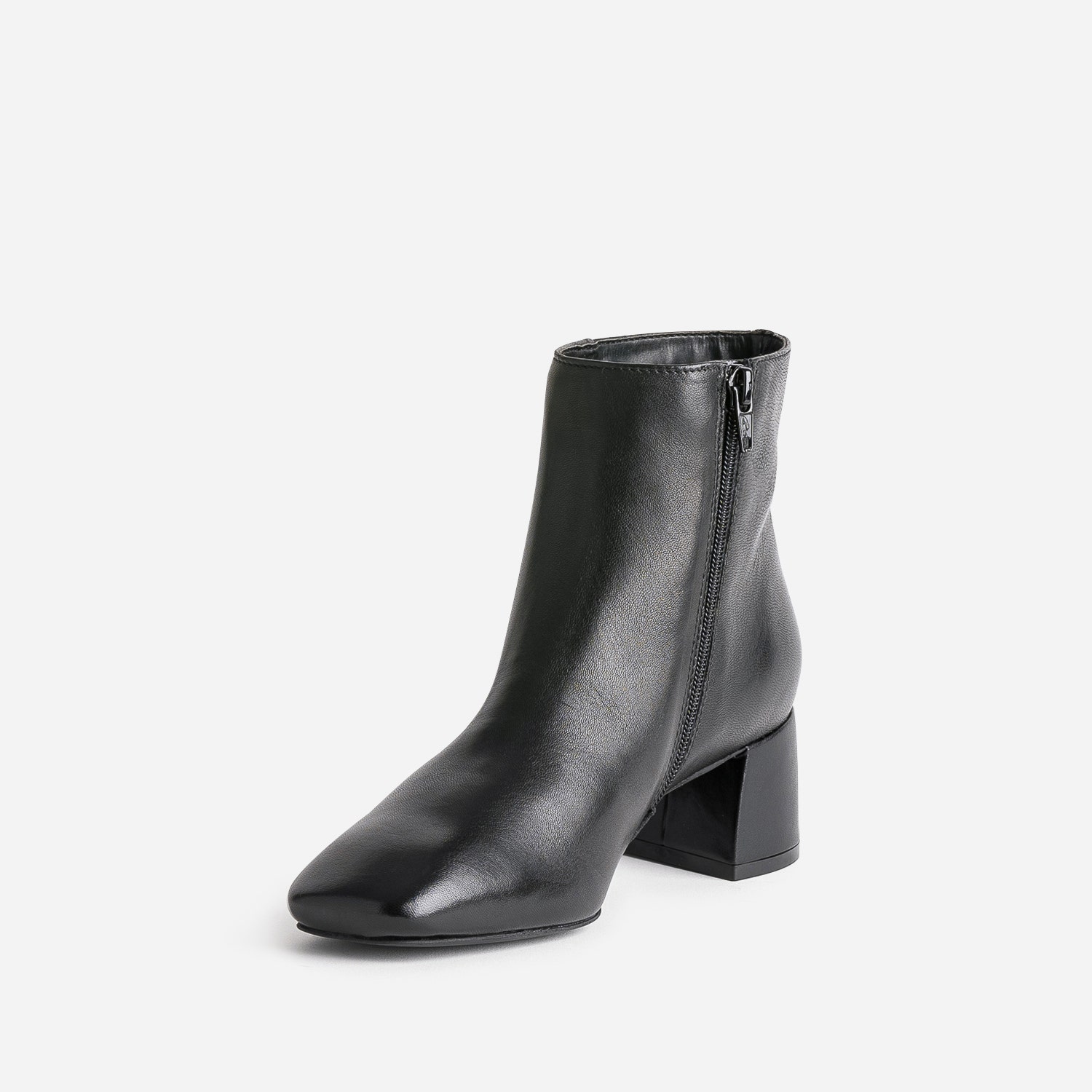 Boots à talon flare noir en cuir