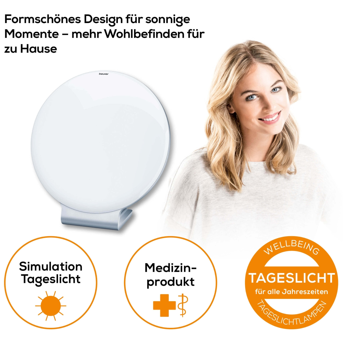 Beurer Tageslichtlampe TL 50-Formschöne Tageslichtlampe für mehr Tageslicht in dunklen Jahreszeiten