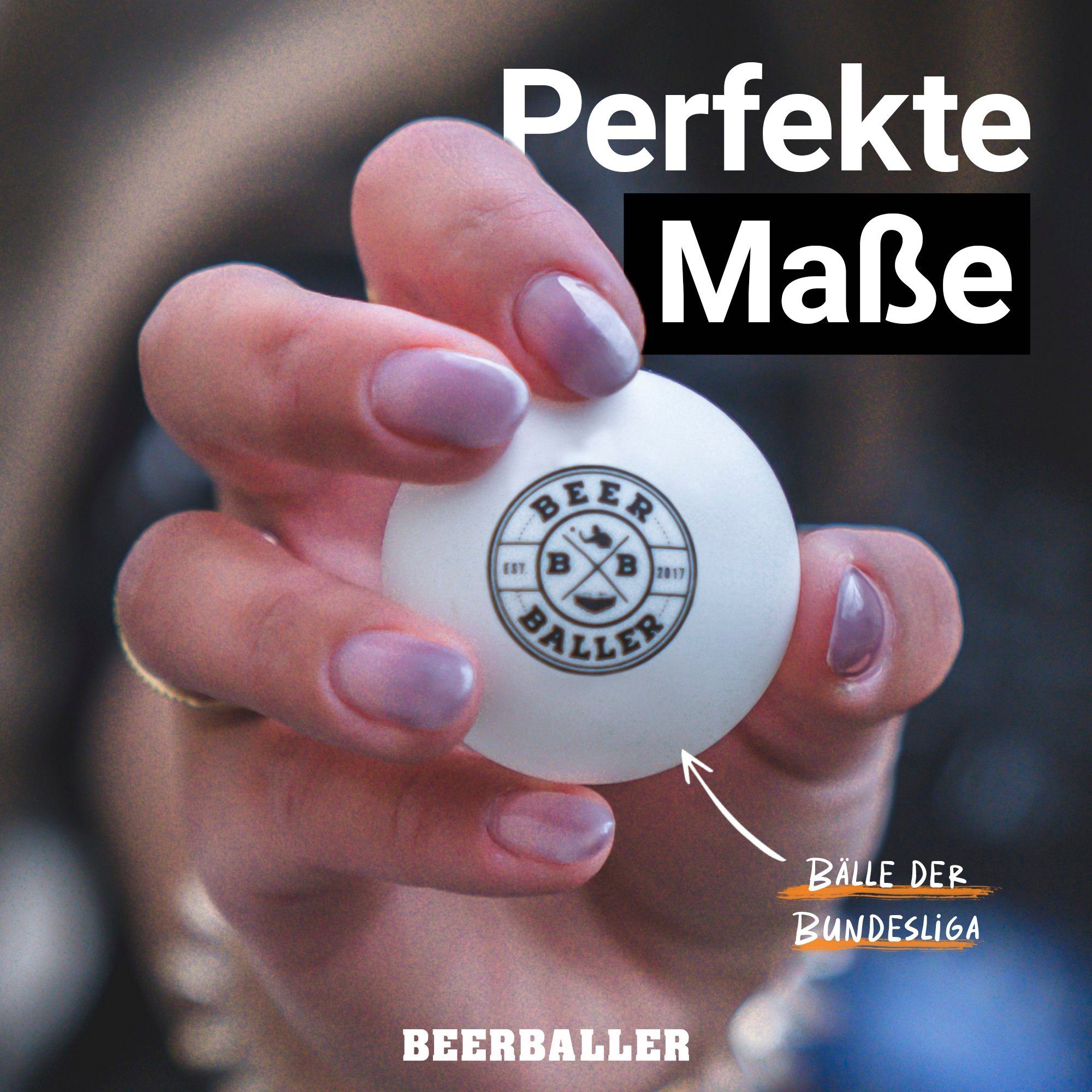 BeerBaller Tischtennisball BeerBaller® Beer Pong Bälle - 50 hochwertige, weiße Tischtennisbälle (Packung, 50er Pack), Optimiert für Beer Pong und Rage Cage