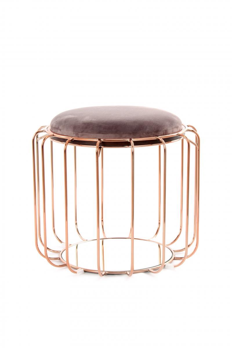 Kayoom Beistelltisch / Pouf Comfortable 110 Dunkelviolett / Rosé