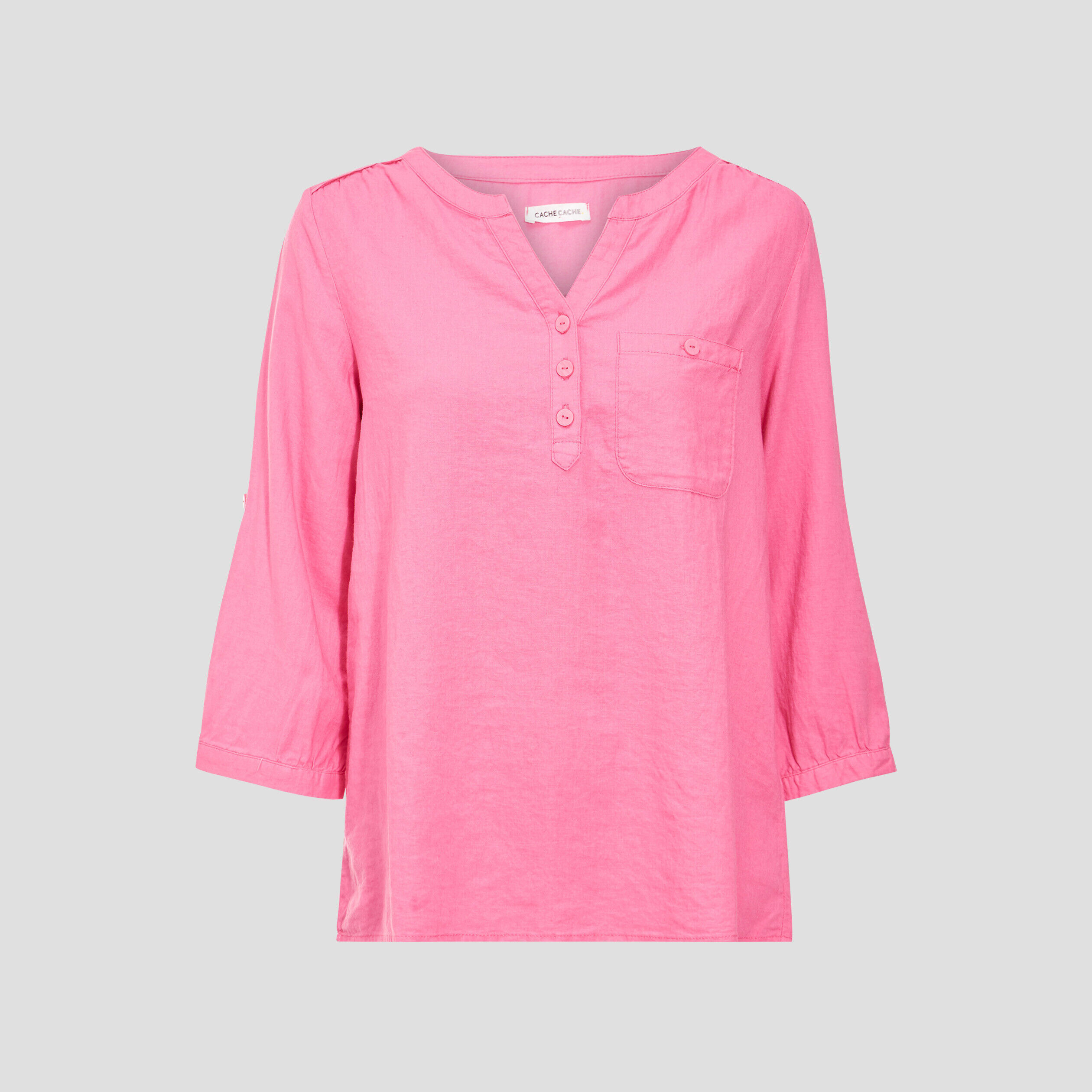 Blouse manches 3/4 rose fluo femme | Cache Cache