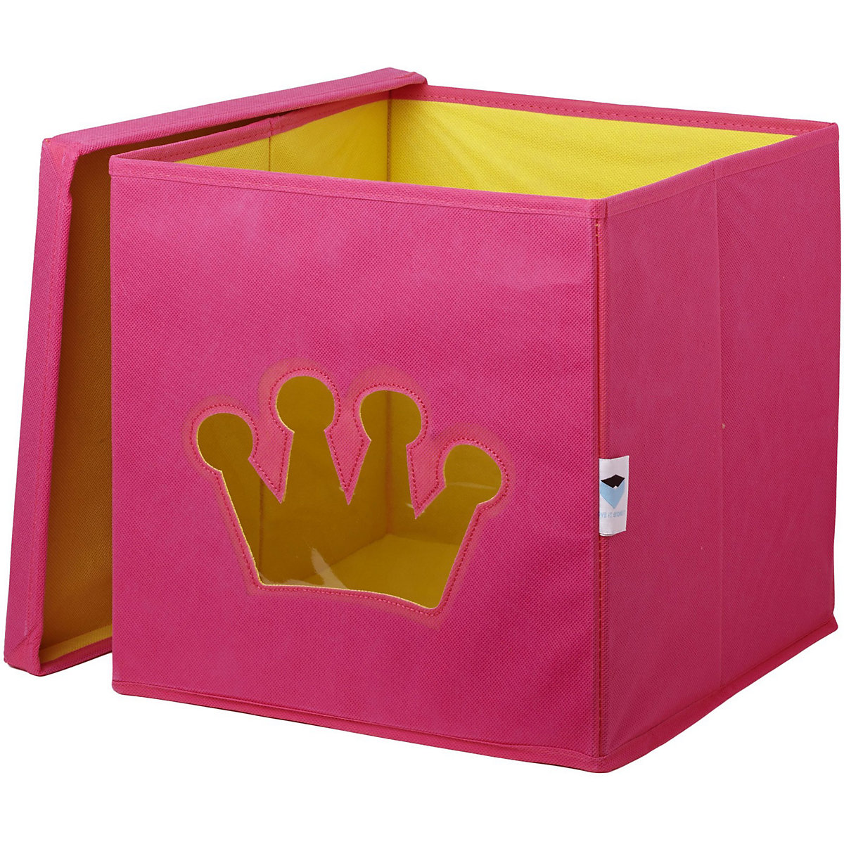 Aufbewahrungsbox Krone pink, mit Sichtfenster, 30 x 30 x 30 cm