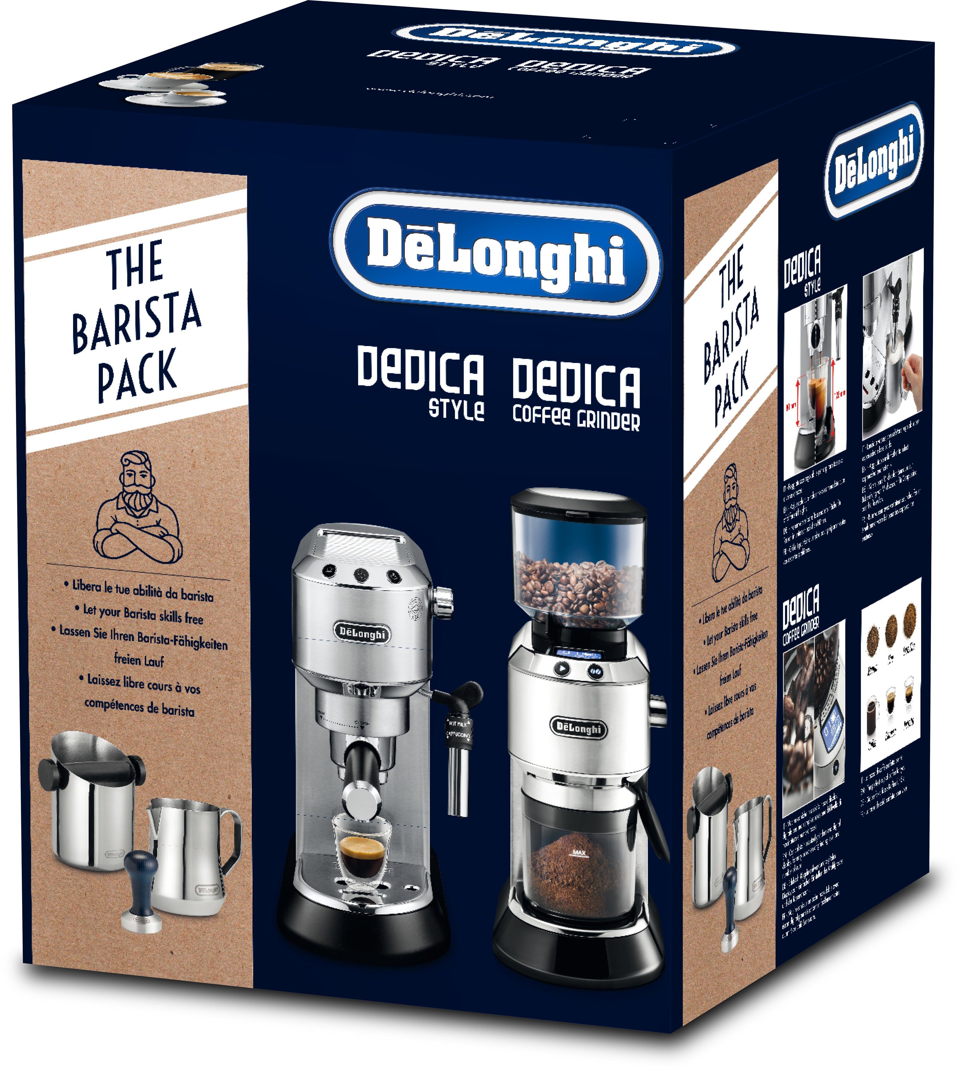 De'Longhi Siebträgermaschine ECKG6821.M, inkl. Kaffeemühle, Tamper, Abschlagbox+ Kännchen