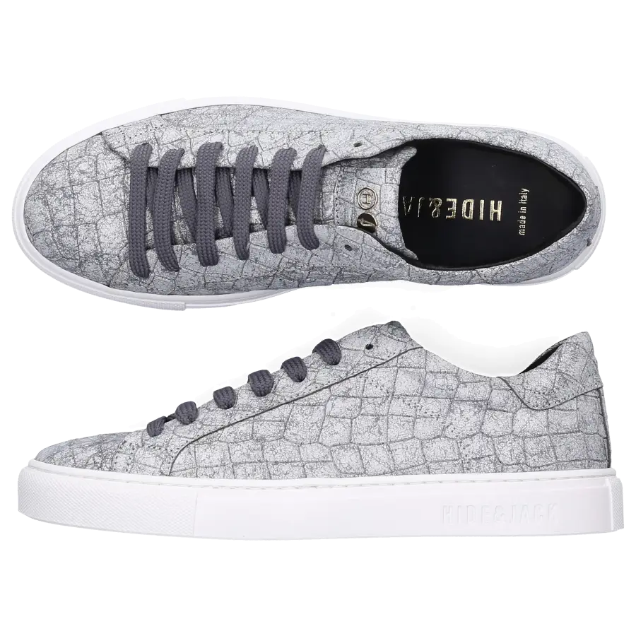 Hide & Jack - Sneaker low LOW TOP SNEAKER Kalbsleder Logo weiß silber - grau