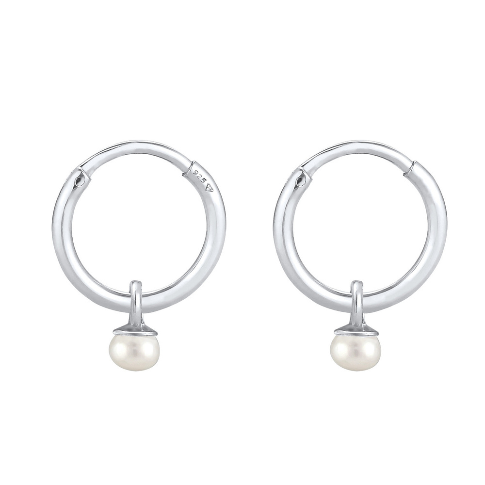 Elli PREMIUM Elli PREMIUM Boucles d'Oreilles Femmes Créoles Intemporel Fin Tendance avec Perle Boucles d'oreilles