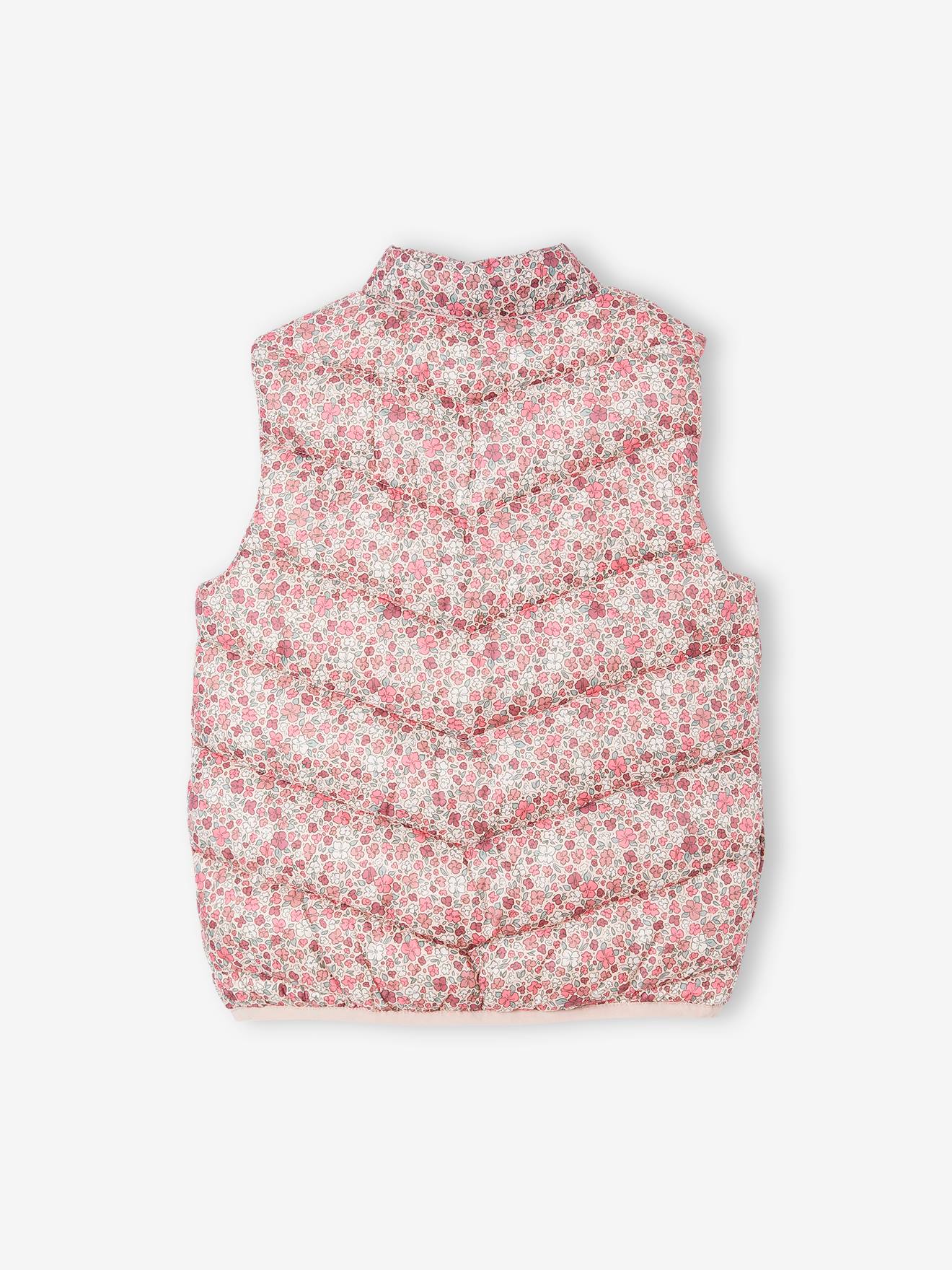 Vertbaudet Mädchen Steppweste mit Recyclingmaterial - rosa bedruckt