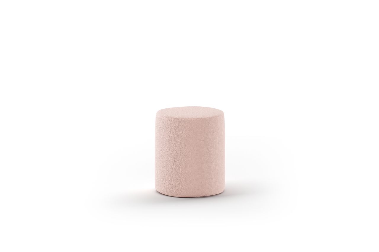 VIPACK Polsterhocker MOON in Rund, 41,5 cm hoch, Bezug trendiger Boucle Stoff in Rosa