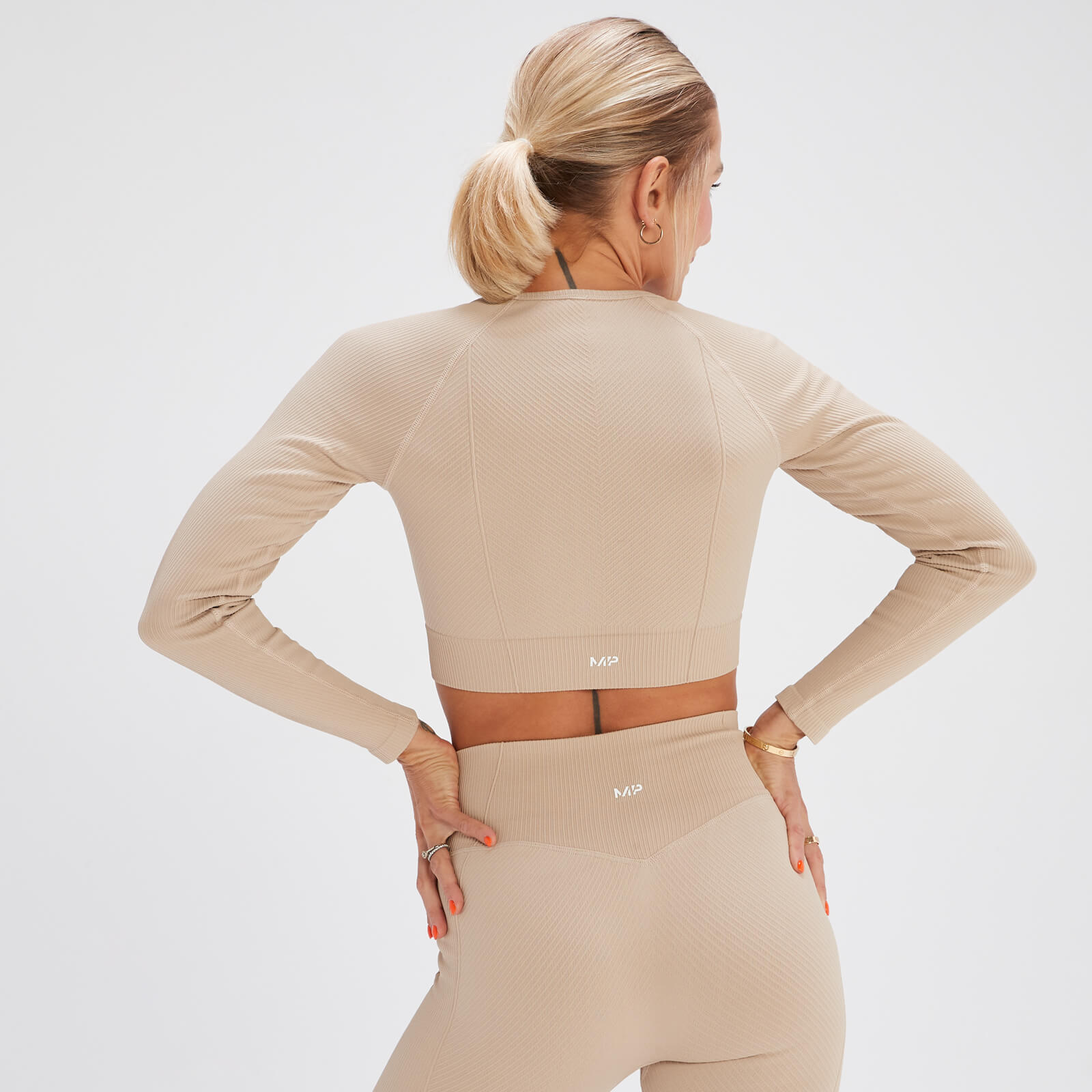 Crop top à manches longues sans coutures MP x Tatiana – Crème