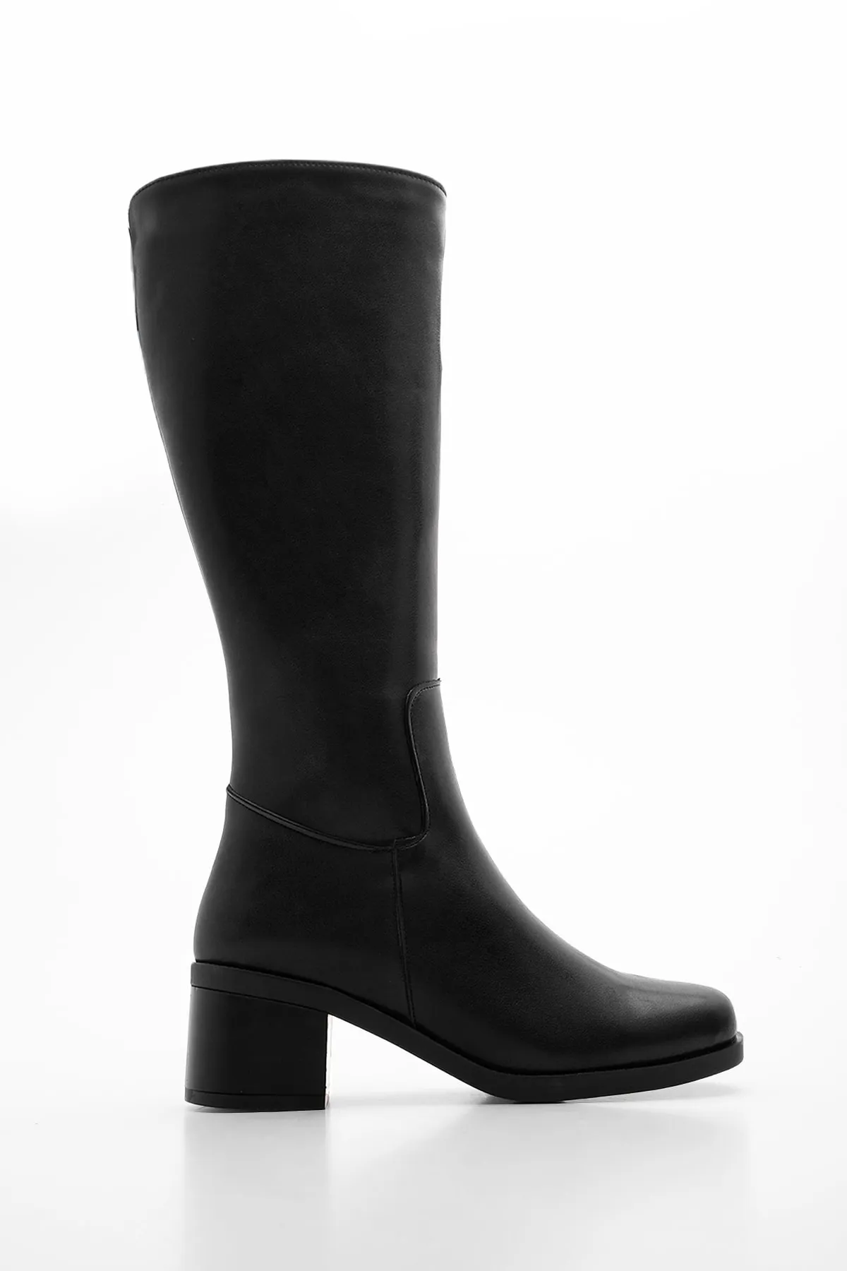Marjin  Damen-Stiefel mit Absatz, unterhalb des Knies mit Reißverschluss, tägliche klassische Stiefel Yovar Schwarz