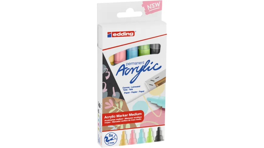 edding Acrylmarker 5100 5er-Set medium pastell pastell
