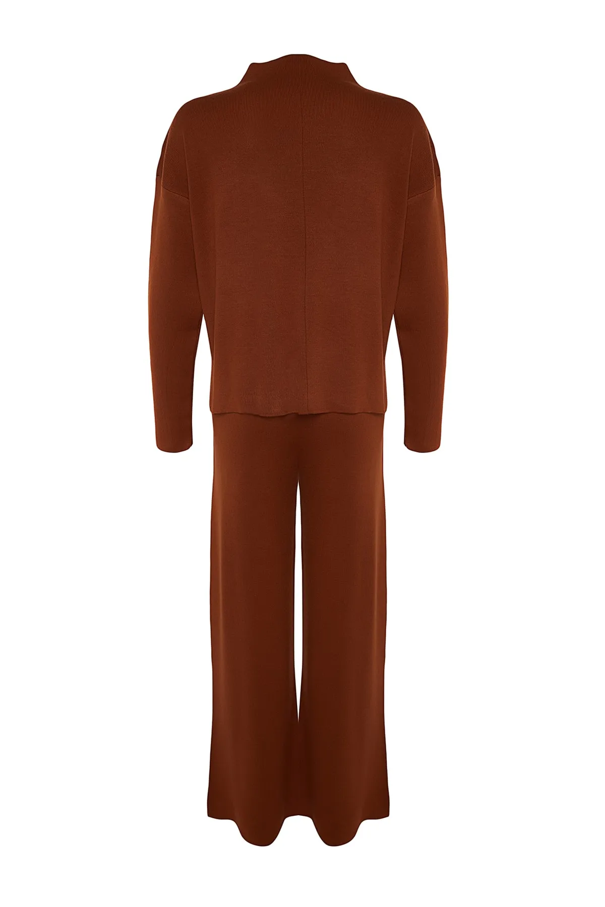 Trendyol Collection  Braunes Strickoberteil- und -unterteil-Set mit normaler Hose TWOAW21AU0060