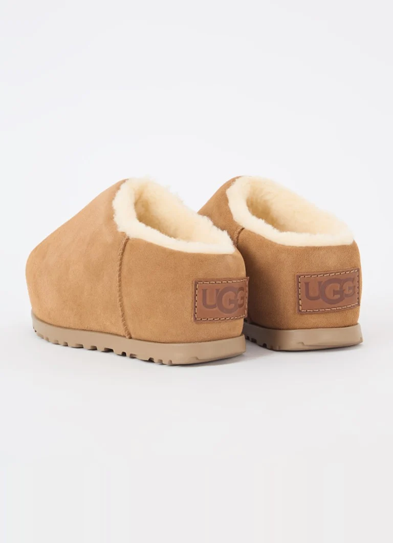 Saboți UGG din piele întoarsă cu talpă plată