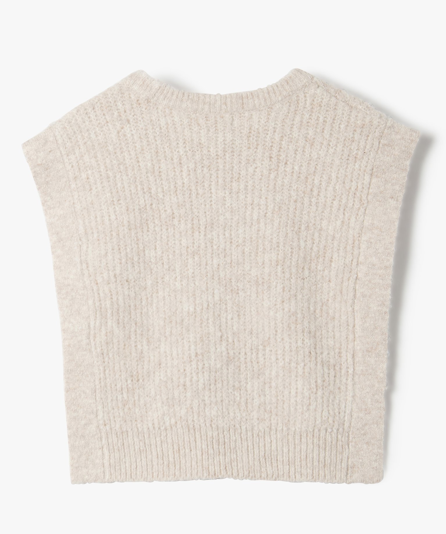 Pull fille sans manches avec boutons sur l’épaule ecru | GEMO