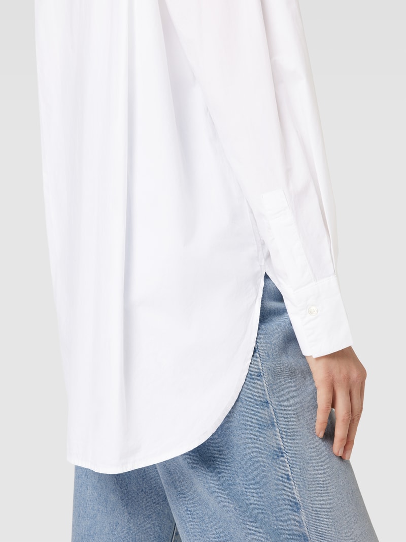 Longbluse mit Hemdblusenkragen in weiß