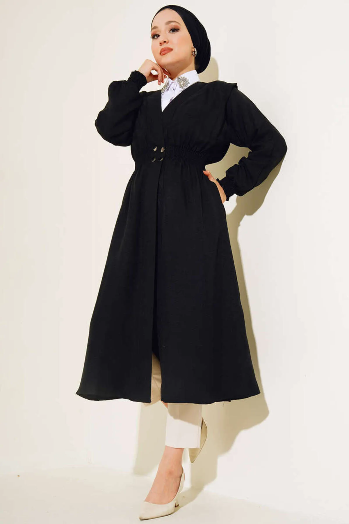 VOLT CLOTHİNG  Damen-Taillenkappe mit Gimped-Druckknopf