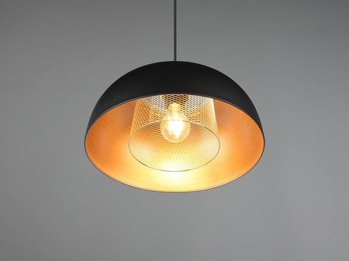 meineWunschleuchte LED Pendelleuchte, Dimmfunktion, LED wechselbar, warmweiß, Designer Esstischlampe einflammig über Kücheninsel Schwarz Gold, 35cm