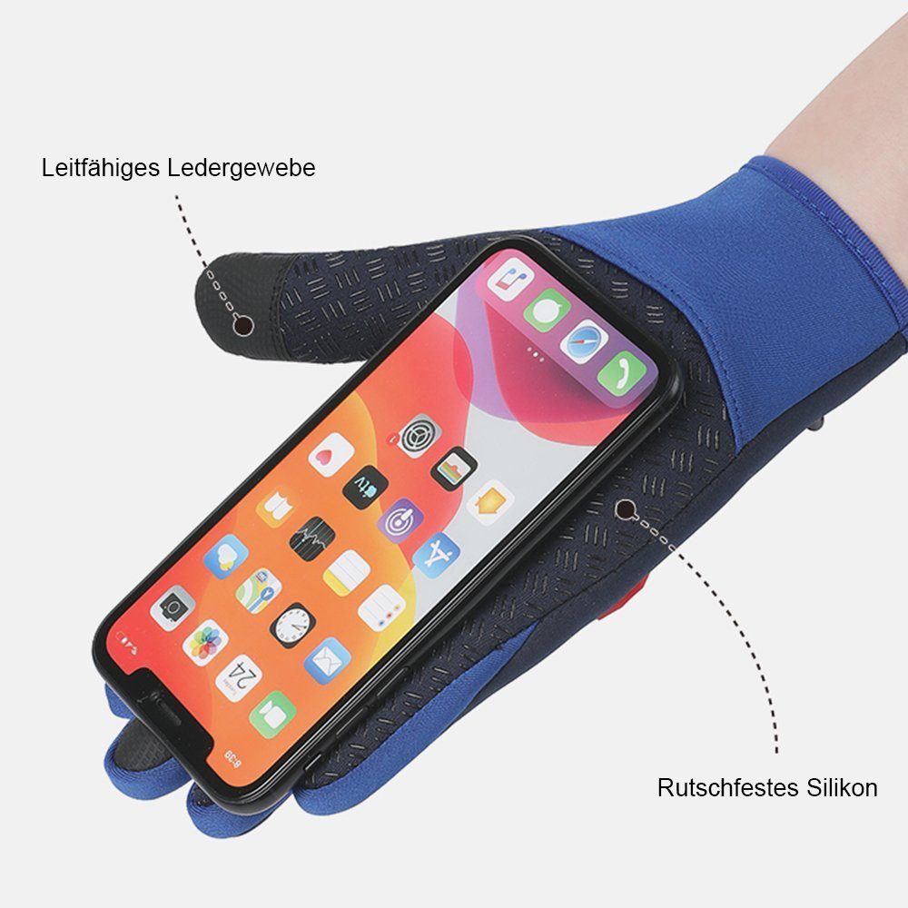 LAPA HOME Reithandschuhe Touchscreen Fahrradhandschuhe Anti-Rutsch Sporthandschuhe Wasserdicht (Paar) Herren Damen Warmhalten Winddicht Fleecehandschuhe mit Reißverschluss