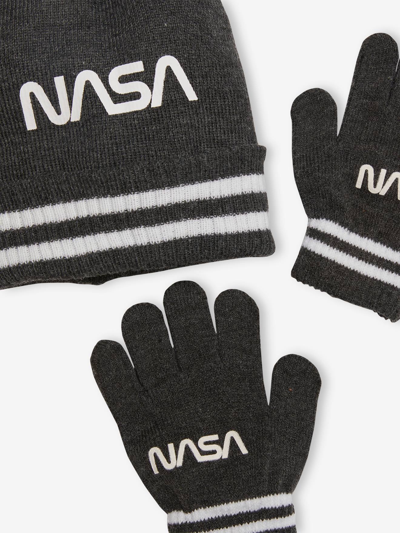 Nasa Kinder-Set NASA: Mütze & Handschuhe - anthrazit