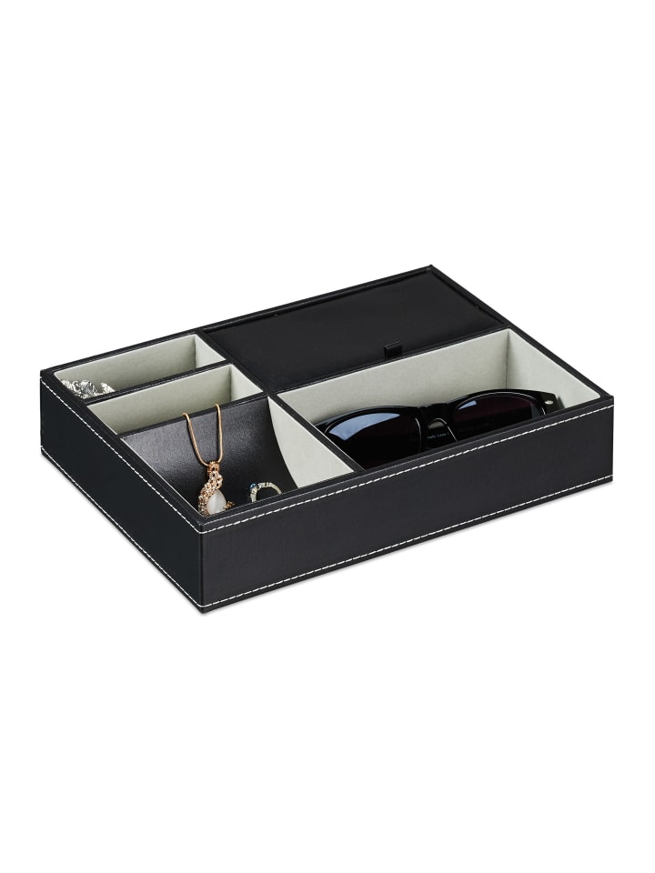relaxdays Schmucktablett in Schwarz - (B)25,5 x (H)5 x (T)18,5 cm günstig kaufen onesize
