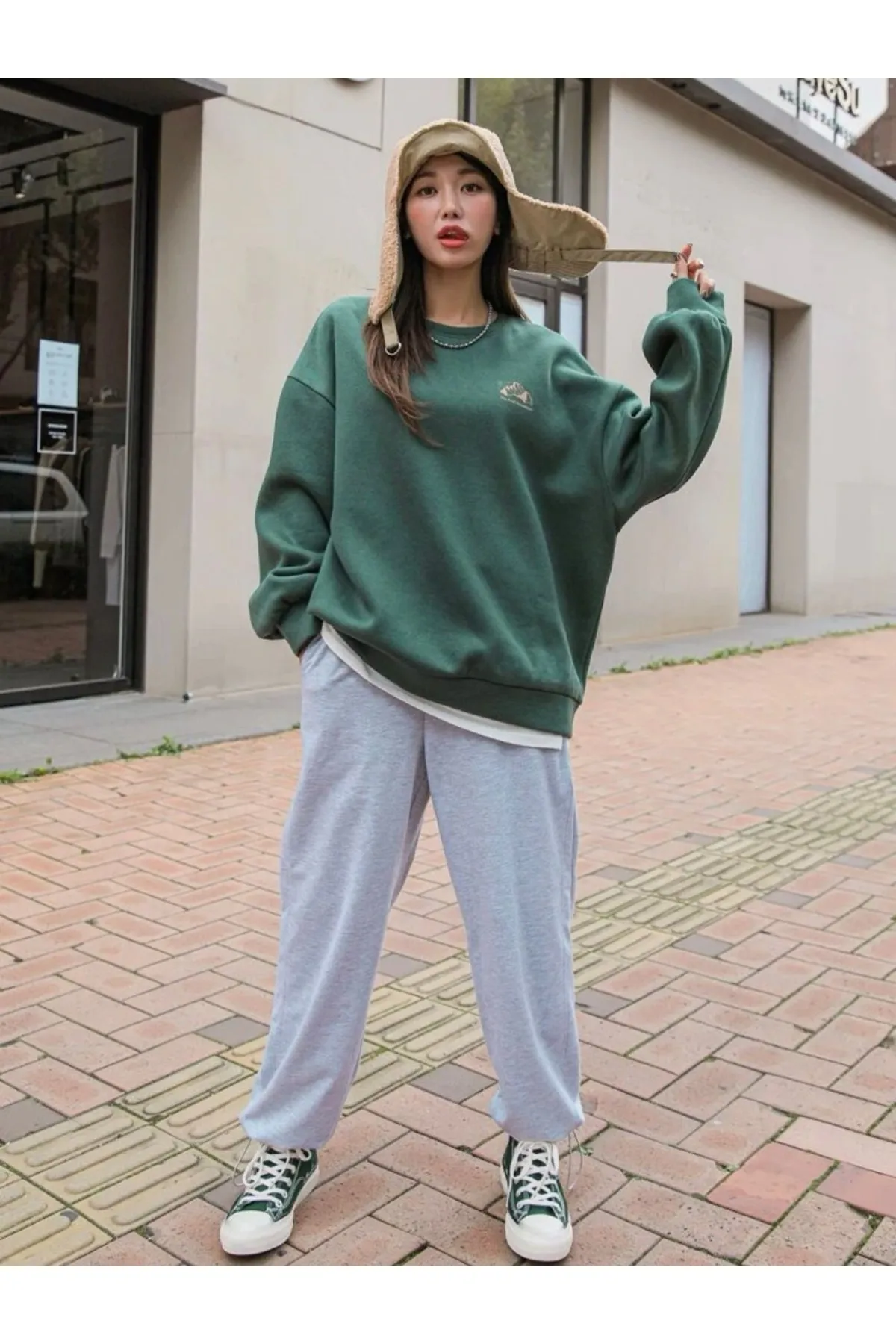 MOONBULL  Sweatshirt - Khaki - Oversized