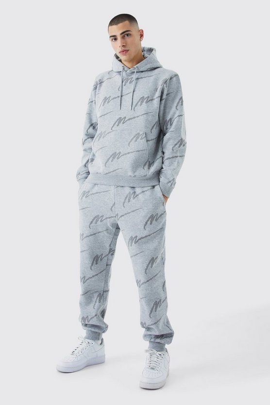 Man Signature Hoodie-Trainingsanzug mit Print