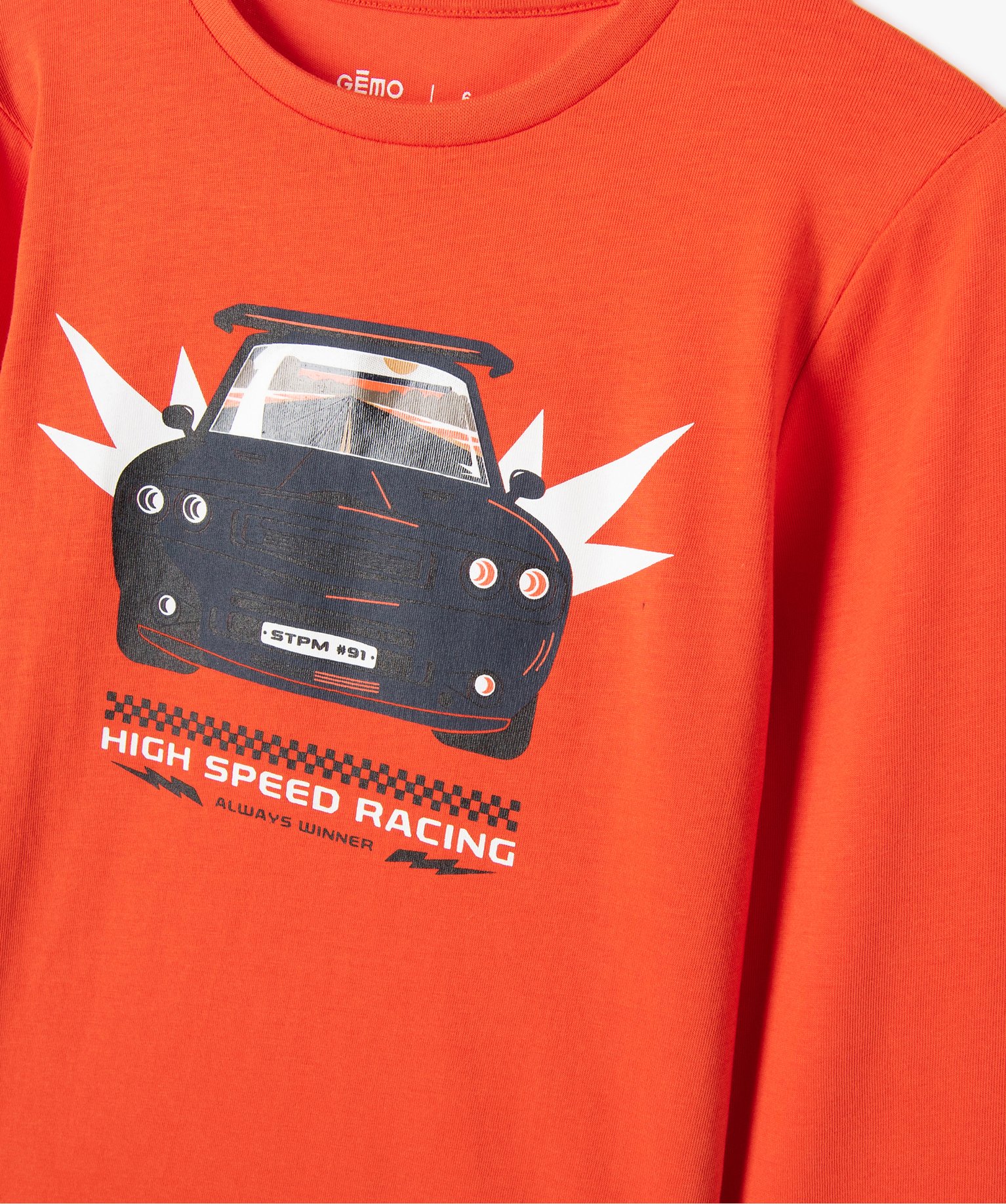 Tee-shirt à manches longues avec motif orange | GEMO